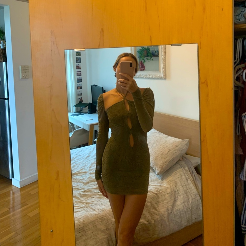 Green velvet Motel Rocks cutout mini dress